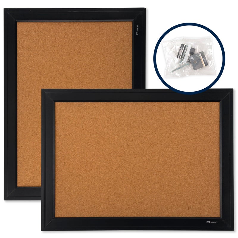 Quartet لوحة إعلانات من الفلين من كوارتيه، 17" × 23"، لوحة فلين مؤطرة، إطار أسود، لوحة دبابيس زخرفية معلقة، مثالية لمكتبك وزينة المنزل، لوحة رسائل التعليم المنزلي أو لوحة الرؤية (79281) - Image 4